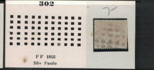 Brazil 100R 302 FF 1868 Sao Paulo Cork Cancel VFU (9eyd) 