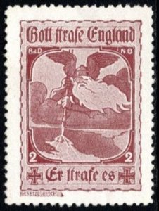 1914 German WW I Propaganda Poster Stamp God Punish England! He Punishes It