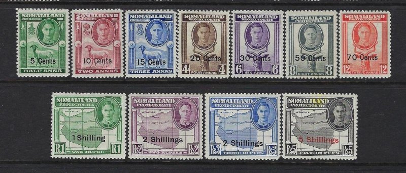 SOMALILAND PROTECTORATE SCOTT #116-126 1951 SURCHARGES-MINT SOME HR-MOST LH