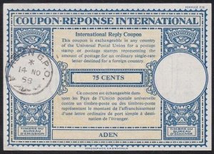 ADEN 1958 75c International Reply Coupon...................................B2320