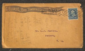 264 STAMP G. ELIAS & BRO LUMBER NEW YORK TO FOWLERS WEST VIRGINIA AD COVER 1897
