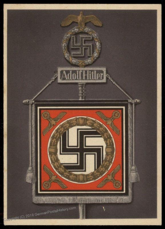 3rd Reich Germany LSSAH Adolf Hitler Standard Klein Propaganda Card UNUSED 80372