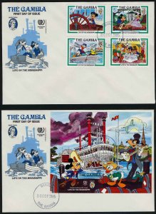 Gambia 560-9 on FDC's Disney, Mark Twain, Faithful John, Brothers Grimm