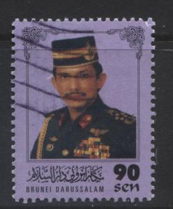 BRUNEI -Scott -511- Sultan Portrait -1996- VFU- Lilac -Single 90c Stamp