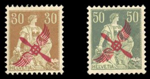 Switzerland #C1-2 Cat$142.50, 1919 Airpost, set of two, lightly hinged, 30c s...