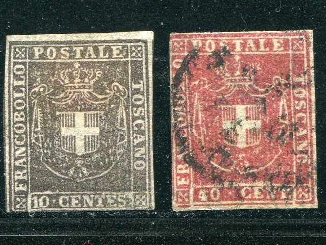 Tuscany  #19 and #21 Used  F-VF Cat $412 - Lakeshore Philatelics