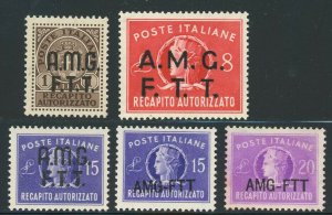 Italy TRIESTE #EY1-EY5 Occupation Authorized Delivery Stamps AMG FTT Postage