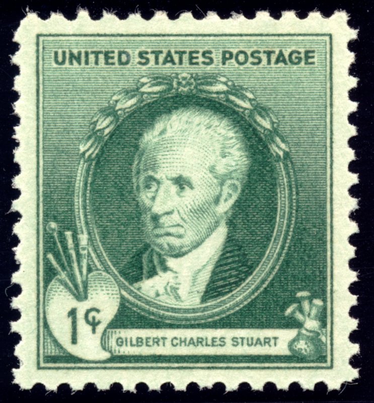 US 884 American Artists 1c 1940 Gilbert Charles Stuart PSAG grade 100 NH