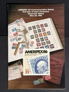1985 Ameripex '86 Stamp First Day Ceremony Program Sc# 2145 Autographed