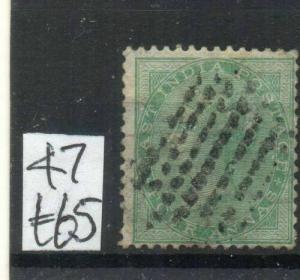  INDIA - 1855- sg no 47 green cv 65 gbp fine stamps qv stamps 