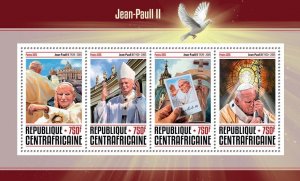 C A R - 2016 - Pope John Paul II - Perf 4v Sheet - Mint Never Hinged