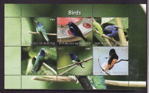 Burundi-unused NH sheet of 6-Birds II-2011--issue not au