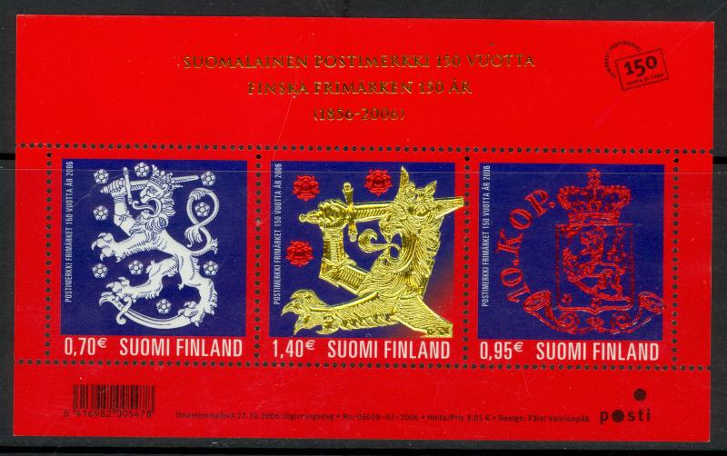 FINLAND 2006 POSTAGE STAMP ANNIVERSARY Souvenir Sheet Sc 1273 MNH