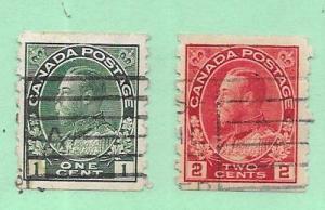 Canada #125 -#126   1c  & 2c George V -coils  (U) CV $9.50