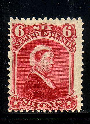 Newfoundland Sc 36 1894 6 c carmine lake Victoria stamp mint