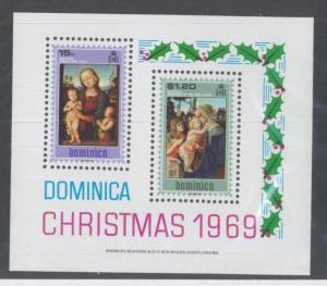 DOMINICA SOUVENIR SHEET Sc# 290a MNH, VF / Christmas 1969  - FOS78