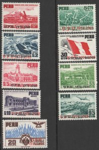 PERU Sc C94-102 UPU Mint NH set of 9 with Overprints, cv $19.70