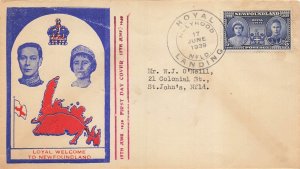 NEWFOUNDLAND ROYAL VISIT FDC 1939 - Ludwig Staehle cachet