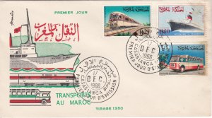 Morocco # 147-149, Train, Ship & Bus, First Day Cover