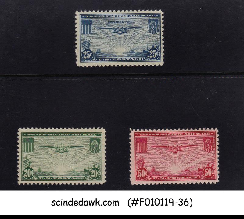 UNITED STATES USA - 1935-37 TRANSPACIFIC ISSUE SCOTT#C20-C22 3V MH