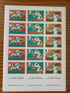 Qatar IMPERF sheets 1966 ovpt Olympics. Scott 120-20A CV $825.00+, Mi 259-264