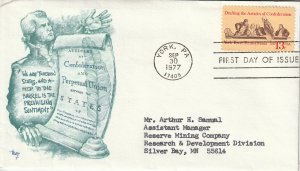 US 1726 13c Articles of Confederation FDC Marg Cachet w/ Enclosure ECV $12.50