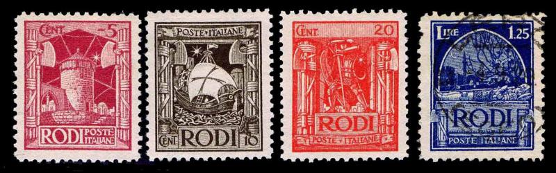 1929 ITALY - RHODES #15-17 & 21 - MOST OGLH - VF - CV$33.75 (ESP#1541)