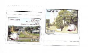 PARAGUAY 2008 CNEL OVIEDO CITY 250TH ANNIVERSARY SET OF 2  MNH