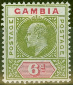 Gambia 1902 6d Pale Sage Green & Carmine SG51 Fine Lightly Mtd Mint