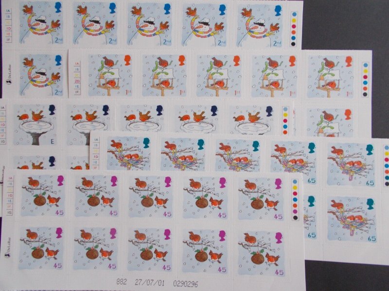 Wholesale Offer 2001 Christmas Robins Set of 5 SG 2238-2242 x 10 Sets Free p&p 