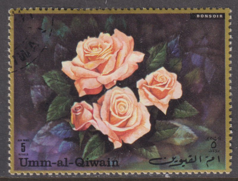 UAE Umm Al Qiwain Unlisted Bonsoir Rose Bouquet 1971