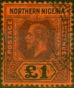 Northern Nigeria 1912 £1 Purple & Black-Red SG52 Fine Used