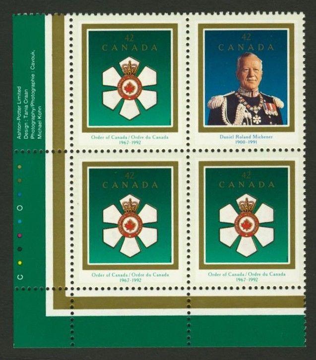 Canada 1447b BL Plate Block MNH Order of Canada, Roland Michener