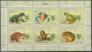 L) 2007 MOZANBIQUE, TOAD, ANIMALS, MAP, FROG, MANTELLA, PYXICEPHALUS, DENDROBATI