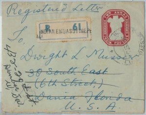 74135 - INDIA - POSTAL HISTORY - Registered STATIONERY COVER from EMBASSY NEPAL