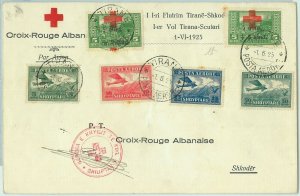 67674 - ALBANIA - Postal History - FLIGHT COVER Muller # 5 - RED CROSS 1925-