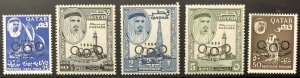 Qatar 37-41 Mint NH Complete 1964 Olympics Overprint Scott Cat. $57.50