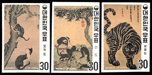 Korea, South 1970, paintings 3v, imperforated, MNH