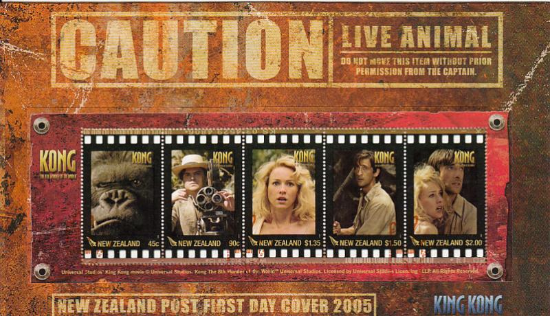 New Zealand 2005 FDC Sc 2047b Sheet of 5 King Kong Movie Premiere