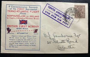 1929 Dum Dum India Souvenir First Trans Atlantic Flight cover To Calcutta