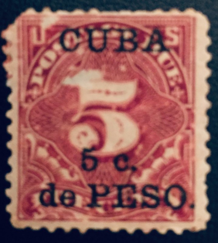 Cuba #J3 5¢ Postage Due (1899). Unused.  Thin and gum damage. Filler.