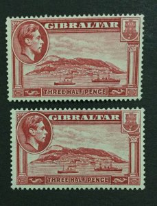 MOMEN: GIBRALTAR SG #123,123a P14 & P13.5 1938 MINT OG H LOT #202178-8445