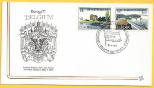 Belgium #985 and #986 FDC Europa 6.50fr Dam of LaGileppe & 14f View of Yser