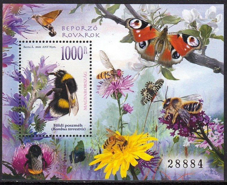 HUNGARY 2021 INSECTS BEES ABEILLES BIENEN BUTTERFLIES [#2104]