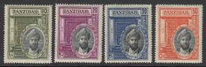 Zanzibar, Sc 214-217 (SG 323-326), MHR (slight brownish og), 30c thin