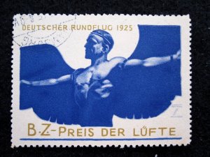 GERMANY - AVIATION RUNDFLUG FLIGHT POSTER STAMP - MH - CA 1925