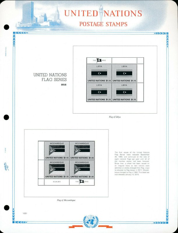 WHITE ACE 2018 United Nations Inscription Blocks Album Supplement UNIB-64  NEW!