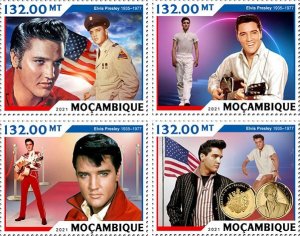 MOZAMBIQUE - 2021 - Elvis - Perf 4v Block - Mint Never Hinged