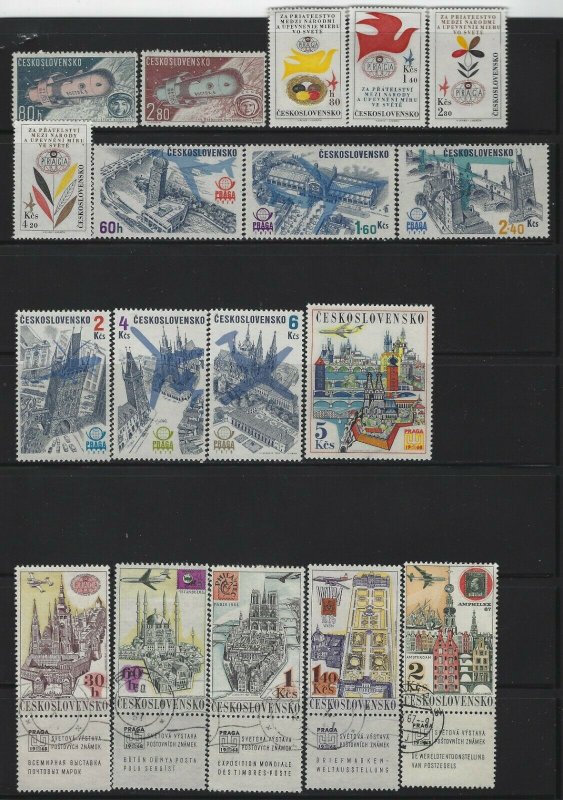 CZECHOSLOVAKIA - AIRMAIL MINT / USED STAMPS LOT (1963-1977) MLH MNH