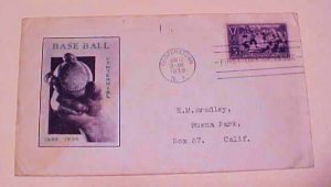 US  BASEBALL FDC 1939 SCARCE CACHET